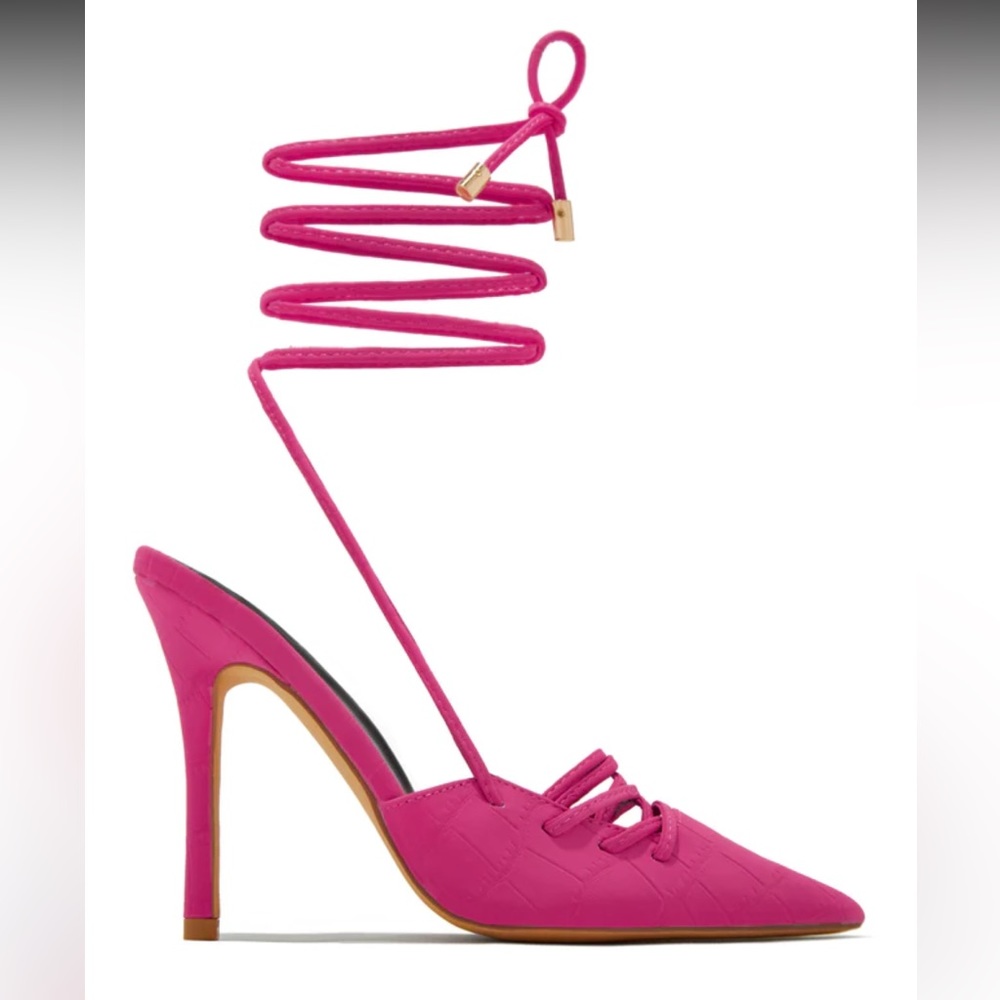 Pink Lace Up Heel Pumps - worn once
